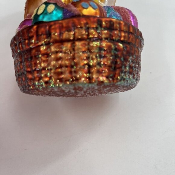 Christopher Radko EASTER Rabbit Bunny Glitter Ornament Egg Basket Tag 6.5 Inches - Picture 7 of 9
